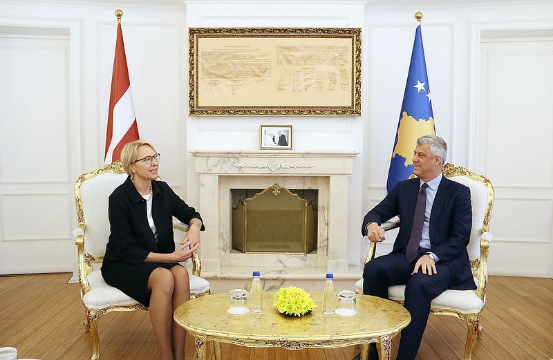 The Latvian Ambassador presents her credentials to the President of Kosovo
