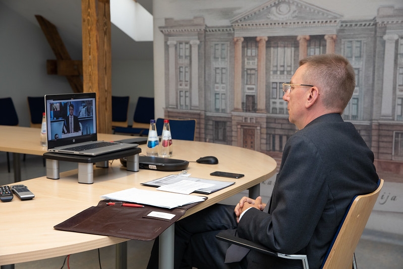 At the video-conference of Foreign Ministers of the Three Seas Initiative countries, the Latvian Foreign Minister underlines the importance of regional cooperation in implementing infrastructure projects of strategic importance