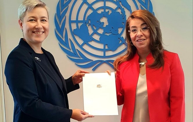 Latvian Ambassador Katrīna Kaktiņa presents credentials to Director-General of the UN Office in Vienna