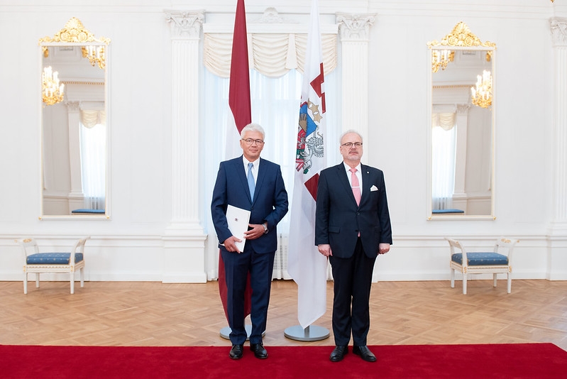 Latvian Ambassador to the Council of Europe, Jānis Kārkliņš, receives credentials