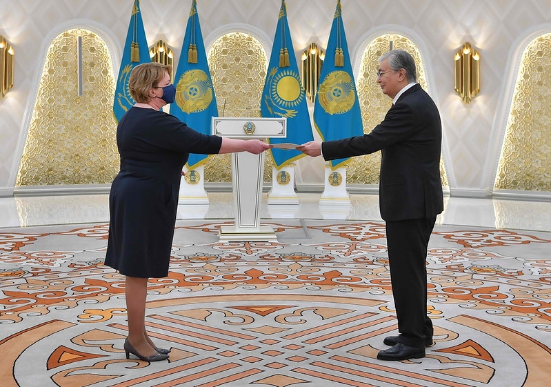 The Ambassador of Latvia presents her credentials to the President of the Republic of Kazakhstan
