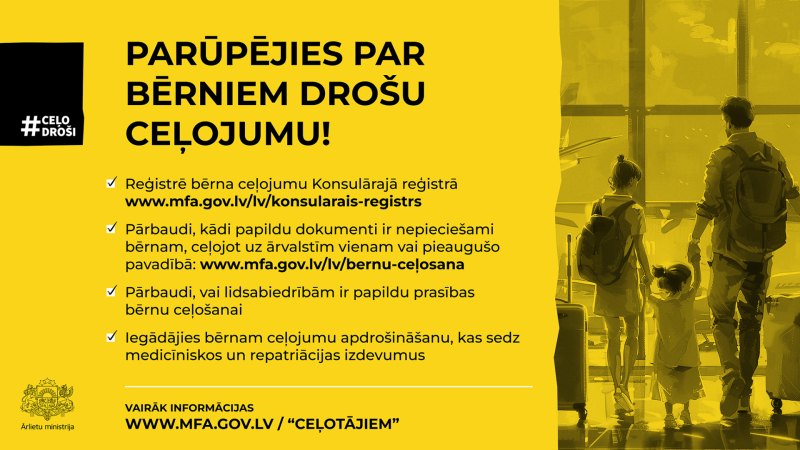 Ieteikumi ceļošanai kopā ar bērnu