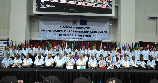 Latvian Ambassador Andrejs Pildegovičs at EU-OACPS Samoa Agreement Signing Ceremony