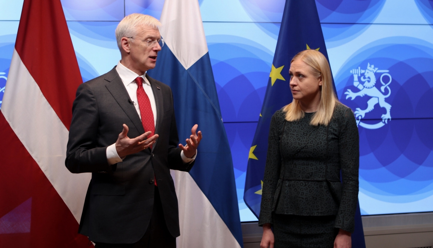 Latvijas ārlietu ministrs Krišjānis Kariņš tiekas ar Somijas ārlietu ministri Elinu Valtonenu (Elina Valtonen)