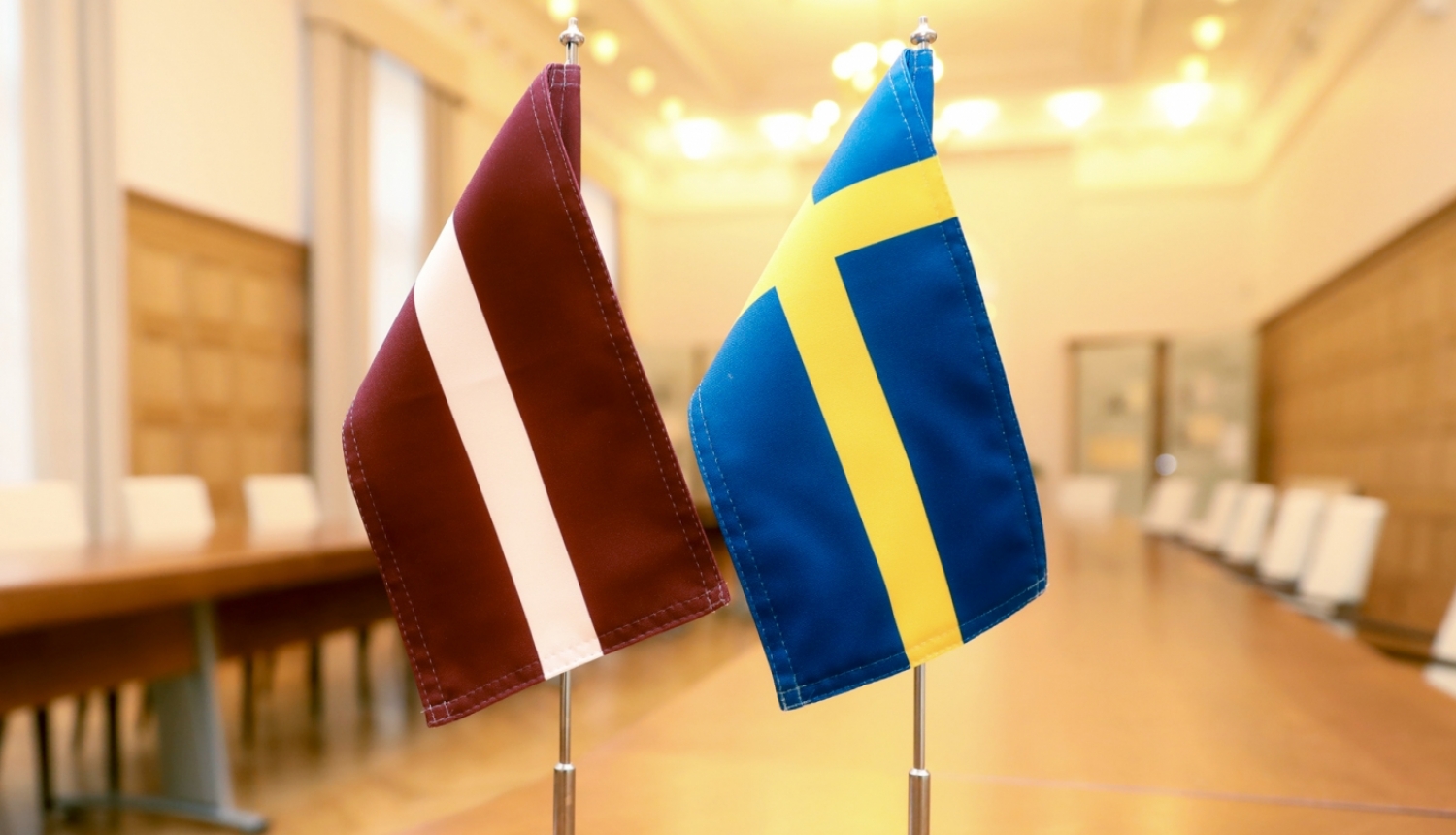 Latvian un Swedish flags